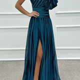 Hazel | Black Striped One-Shoulder Dress