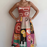 Isabeau | Multicolour Geometric Strap Dress