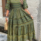 Joraine | Green Striped Tiered Maxi Dress