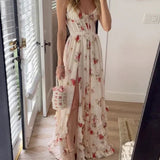 Naama | White Floral Split Maxi Dress