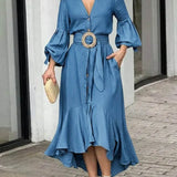 Lena | Casual Denim Dress with V-Neck
