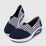 Julia | Navy Striped Slip-Ons