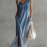Soline | Denim Dress with Hood and Zipper