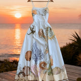 Melusine | White Seashell-Print Strap Dress
