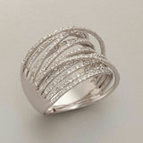 Vintage Layered Silver Zirconia Ring