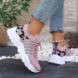 Mila | White Leopard-Trim Sneakers