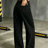 Ruby | Light Blue Embroidered Wide-Leg Jeans