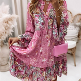 Eira | Pink Floral V-Neck Maxi Dress