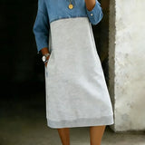 Ariane | Denim Shirt Dress in Patchwork Look