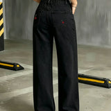 Ruby | Light Blue Embroidered Wide-Leg Jeans