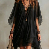 Olive | Sage Ruffle V-Neck Dress