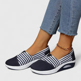 Julia | Navy Striped Slip-Ons