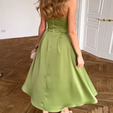 Liora | Sage Strapless Bustier Midi Dress