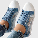Elena | Blue Floral Mesh Sneakers