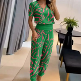 Daphne | Yellow Top & Printed Trouser Set