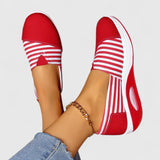 Julia | Navy Striped Slip-Ons