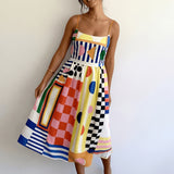 Isabeau | Multicolour Geometric Strap Dress