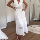 Circe | White Eyelet V-Neck Dress