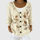 Vera | Cream Leaf-Detail Cardigan