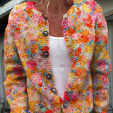Violet | Orange Floral Button Cardigan