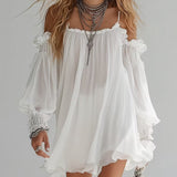 Willow | White Off-Shoulder Ruffle Dress