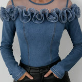 Lotte | Denim Shirt with Mesh and Organza Details