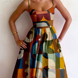 Eleonore | Multicolour Abstract Strap Dress