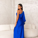 Nadine | Cobalt One-Shoulder Split Dress