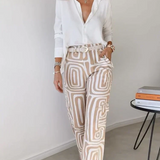 Lysa | White Top & Geometric Trouser Set
