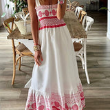 Rianna | White Red-Print Maxi Dress