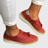 Mathilde | Red Perforated Slip-Ons