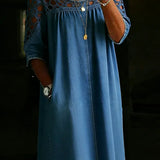 Aveline | Denim Dress with Lace Details