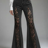 Celina | Flared Jeans with Lace Inserts