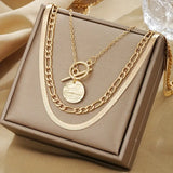 Savira Textured Corner Layered Necklace