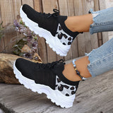 Mila | White Leopard-Trim Sneakers