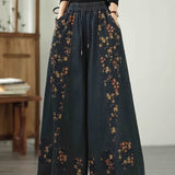 Sienna | Dark Blue Floral Wide-Leg Jeans
