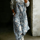 Solène | Denim Jumpsuit with Ethno Floral Pattern