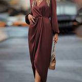 Genevieve | Burgundy Wrap Midi Dress