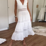 Circe | White Eyelet V-Neck Dress