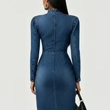 Nele | Denim Dress with Ruffled Hem