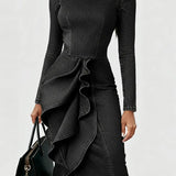 Nele | Denim Dress with Ruffled Hem