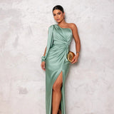 Nadine | Cobalt One-Shoulder Split Dress