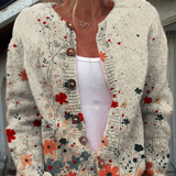 Sadie | Beige Red-Floral Cardigan