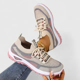 Koralyn | Grey Pink Panelled Sneakers
