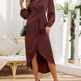 Genevieve | Burgundy Wrap Midi Dress