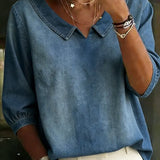 Cécile | Denim Top in Vintage Look