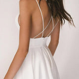 Elara | White Plunging V-Neck Maxi Dress