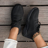 Blanche | White Knit Lace-Up Sneakers