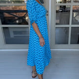 Felicity | Blue Geometric V-Neck Dress