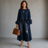 Daniela | Denim Blouse with flounce sleeves